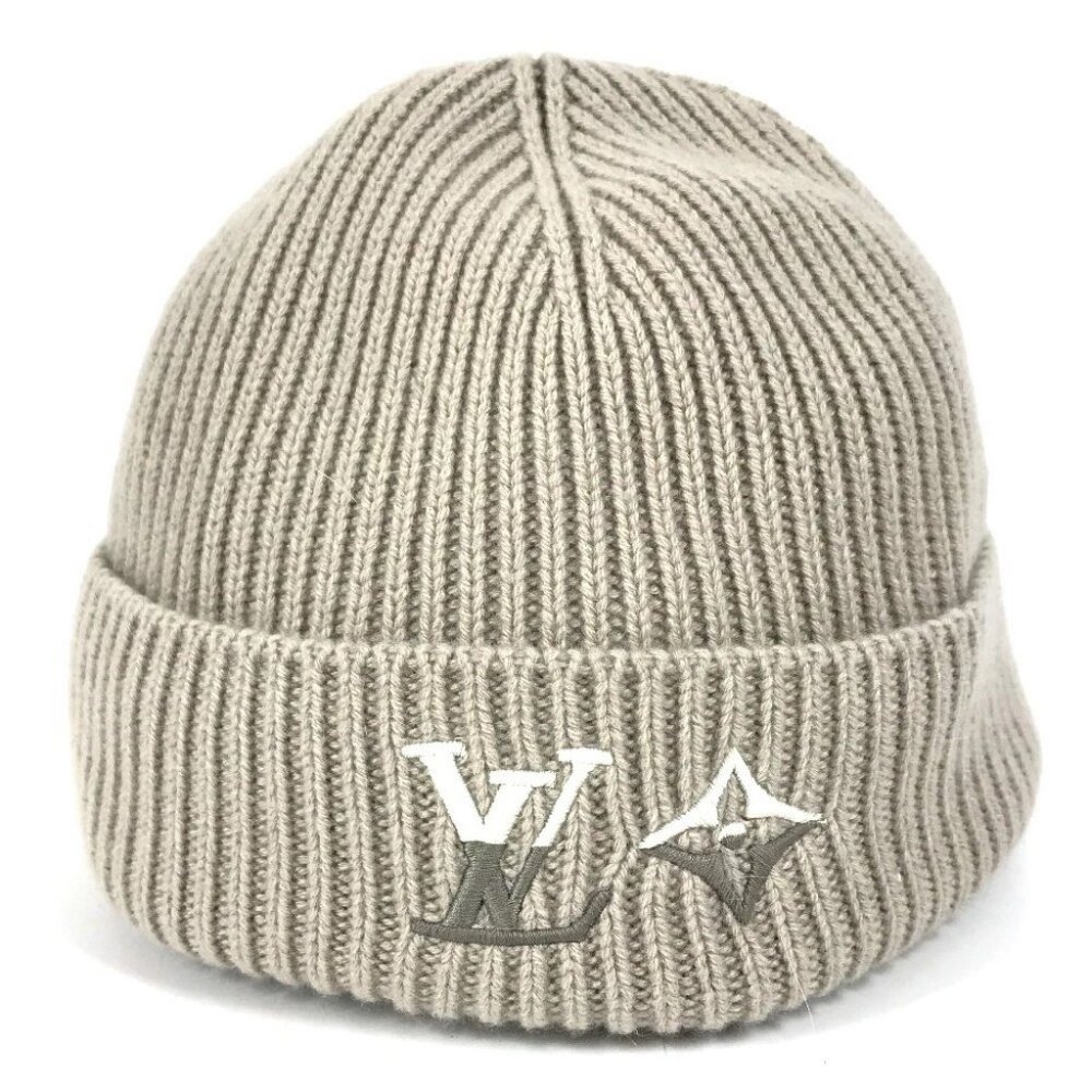 LOUIS VUITTON M77196 Beanie-LV Dual knit cap Knit hat Cashmere Gurege gray - Picture 1 of 10